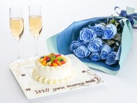 ＜個室＞プロポーズ・アニバーサリープラン（青い薔薇の花束11本）