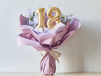 【お花ギフト】ブーケ＆ナンバーバルーン（2桁）