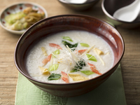 蟹と湯葉の豆乳粥