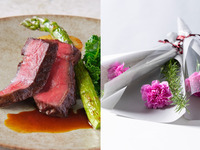 【母の日ランチ】感謝を伝えるカーネーション1輪付　乾杯酒＋北海道産豚肉や魚料理などWメイン 全5品（平日）