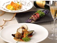 [Dessert plate with message] Anniversary pair dinner (kobe beef)