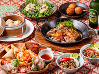 【タイムセール日～木限定10％off】アジアンエスニックコース 　様々なアジア料理が楽しめる定番コース 全10品＋120分飲み放題