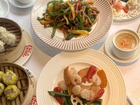 6-8月【夏宴会】海老と旬野菜の炒め・名物担担麺入りコース／飲み放題付 6,000円