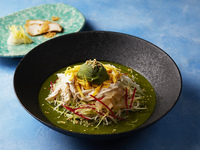 [Regular Price] Cold noodle with Japanese chicken and seasonal vegetables; Karin’s special sesame and matcha sauce 3,700 yen