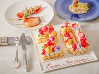 ★人気NO１★【5月限定誕生日におすすめ】お祝いの乾杯酒付！数字が選べるナンバーケーキ・メインは寒鯛＆オーストラリア産牛サーロイン肉のフルコース全5皿