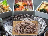 【平日限定ランチ】田舎そばと選べる三彩重＋日帰り入浴