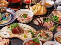 土佐酒地酒×鰹藁焼き×水蛸の藁焼き×鮪中トロの藁焼き　豪華藁焼き堪能！3種合盛り　酔舞(すいぶ)コース（2時間飲み放題付き）