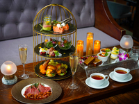 オフィシャルWEB限定【夜の3段スタンドのディナーコース】国産牛やサマーフルーツ+乾杯酒＆2時間飲み放題+食後のカフェ(月～木専用)