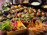 7/1開始　接待・会食向け【極みコース】★お料理12品＋2.5時間飲み放題付き 旬・魚介・自慢の串揚げ5種！　7500円