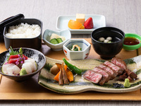 ランチ限定「国産牛焼御膳」　1ドリンク付き