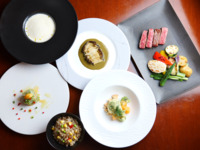 7月1日～8月31日<鮑フェア>雲丹、赤海老、いかのマリネの前菜・冬瓜の冷製ポタージュ・活黒鮑のステーキ特製肝ソース・黒毛和牛ヒレ（100g）・夏野菜のガーリックライスまで！