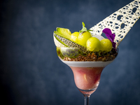 [Summer Night Parfait “Blush Lagoon”]  A parfait available exclusively at the bar