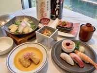１周年記念！【ご馳走ランチ】『旬魚の黄金だし小鍋とトロたく小丼&江戸前鮨』『名物！しゅんでる大根の天ぷら&国産牛の石焼きステーキ』 平日特別価格2,500円
