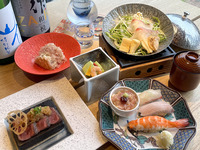 １周年記念！【ご馳走ランチ】『旬魚の黄金だし小鍋とトロたく小丼&江戸前鮨』『名物！しゅんでる大根の天ぷら&国産牛の石焼きステーキ』 土日祝 3,400円