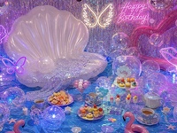 プール×貝殻うきわのお席🫧NightPool × Mermaid Afternoontea