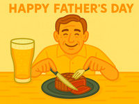 [Father's Day Plan] Weekend/Holiday Lunch: 5-course meal with main dish of "Wood-fired grilled domestic beef fillet," includes a complimentary beer and a message plate.