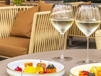 [Terrace Seating] Glass of Champagne and Small Bites Plate