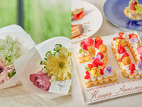 土日祝【記念日・お祝い】乾杯ドリンク付き♪数字が選べるナンバーケーキ・ミニブーケ付！カジュアルな4品ランチ<2名様専用>