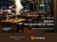 25% OFF on The Cellar's Signature Set Menu (2pax)