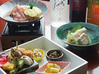 8月より 湯葉と和牛のミニ懐石　料理3品＋飲み放題90分付き