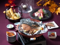 鮭と旬野菜のホイル焼き 味噌風味と天婦羅御膳