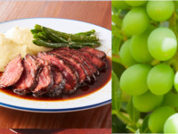 【★この夏限定ステーキランチ★】スパークリング又はビールをプレゼント！サラダ・スープ・パン・豚肩ロースステーキ300g！デザートはシャインマスカットの食べ放題！