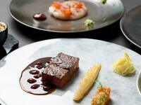 Dinner Course [Framed] — 7-course menu showcasing Kagoshima Kuroge Wagyu sirloin and generous seasonal vegetables.