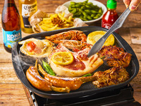 【月～木限定価格♪】プレミアムBBQプラン(厳選肉＆海鮮含む全12品)＋120分飲み放題付き