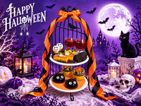 【お値下げ中！月～金/個室プラン】3時間/黒猫のハロウィンアフターヌーンティー