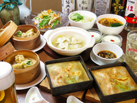 【カジュアルコース】【お料理のみ全7品】◆4000円　当店一番人気東京駅店限定コース◎女子会にもビジネス会にも…点心12種ジャンボ含む14粒など個々盛り全7品料理長おすすめコース！　※前日までに要予約