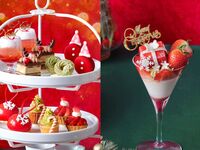 【平日】スイーツ7種のスタンドとプレゼントボックスのミニパフェ◇真っ赤ないちごのクリスマスアフタヌーンティー