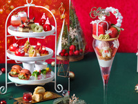 11月限定10%OFF【土日祝】いちごのプレゼントボックスパフェ付◇真っ赤ないちごのクリスマスアフタヌーンティー